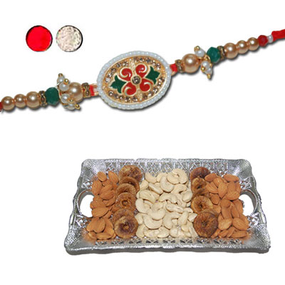 "RAKHIS -AD 4290 A (Single Rakhi) , Dryfruit Thali - code RD100 - Click here to View more details about this Product